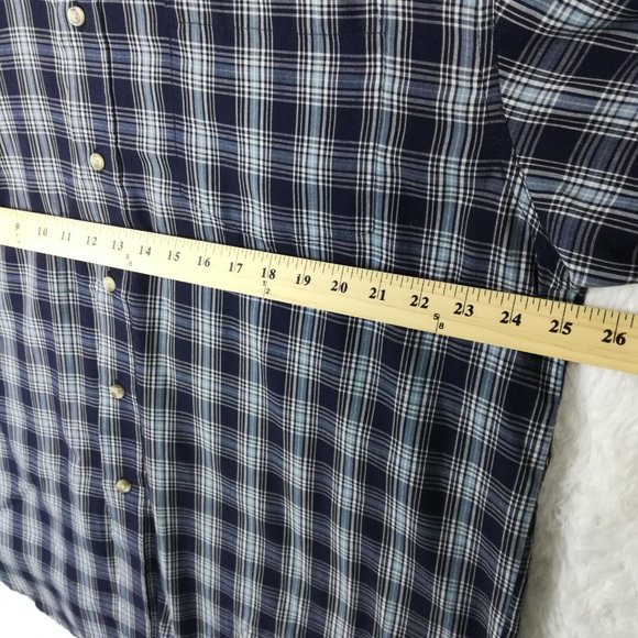 North Crest Mens Shirt Button Down Wrinkle Free Blue Plaid Long Sleeve XL - Picture 10 of 12